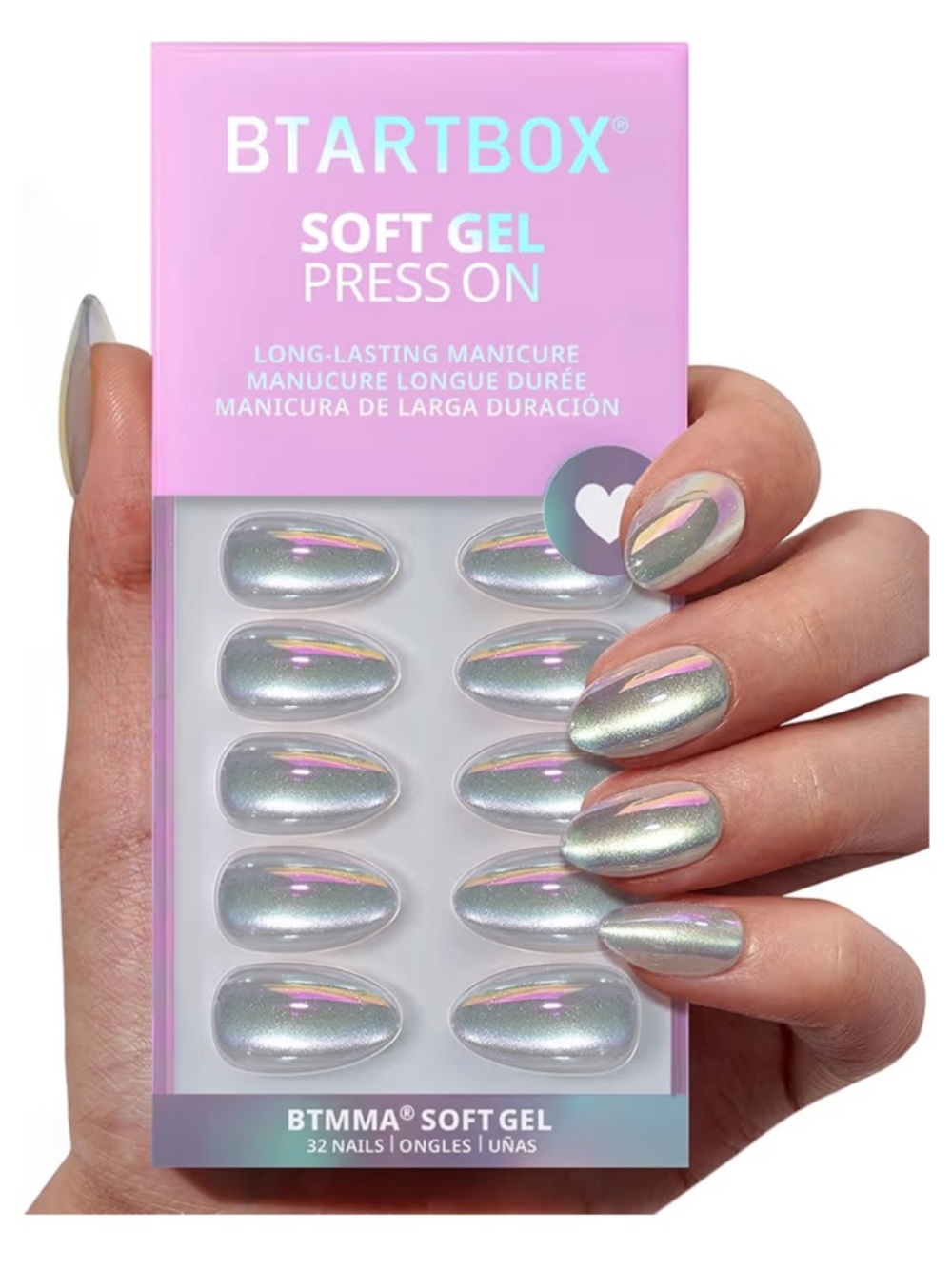 Chrome Cat Eye Almond Press-On Nails